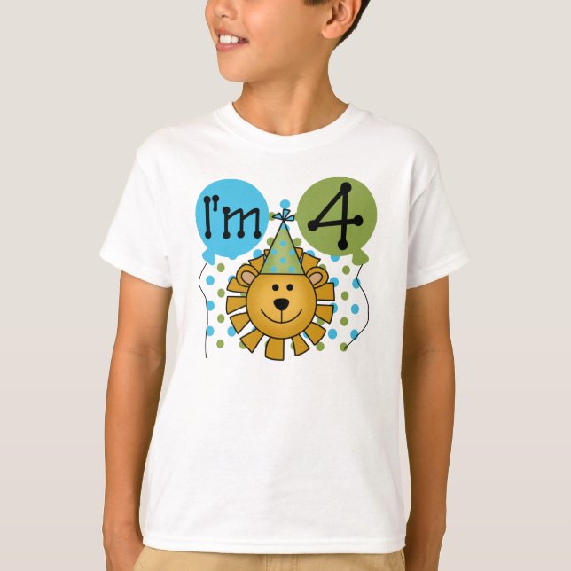 Lion 4th Birthday T-Shirt (Front)
