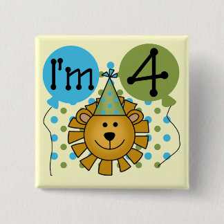 Lion 4th Birthday T-shirts and Gifts 15 Cm Square Badge