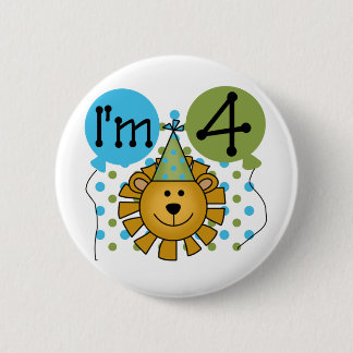 Lion 4th Birthday T-shirts and Gifts 6 Cm Round Badge