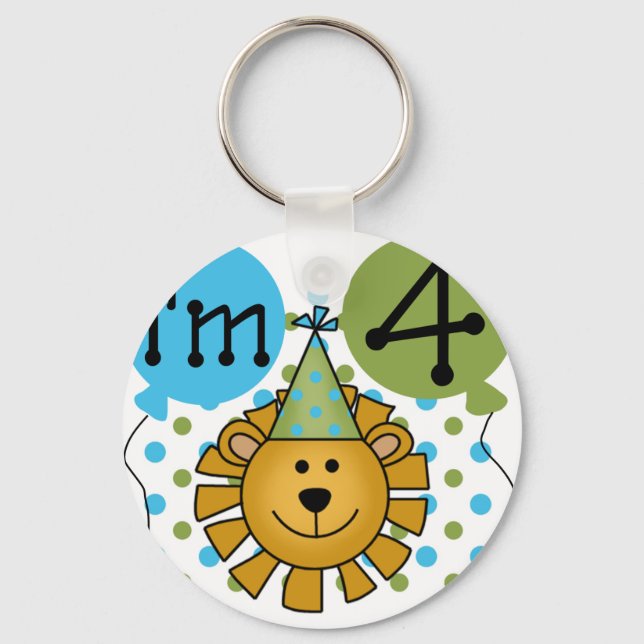 Lion 4th Birthday T-shirts and Gifts Key Ring (Front)