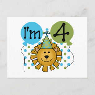 Lion 4th Birthday T-shirts and Gifts Postcard