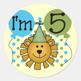Lion 5th Birthday T-shirts and Gifts Classic Round Sticker