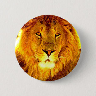 Lion 6 Cm Round Badge