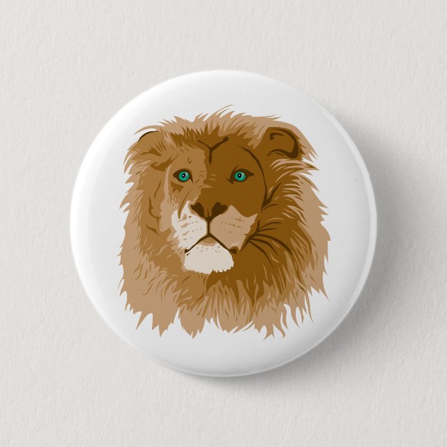 Lion 6 Cm Round Badge (Front)