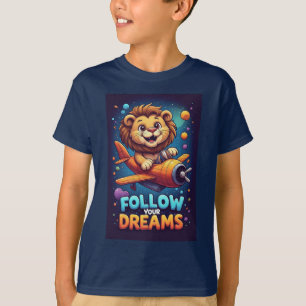 🦁 Lion Aeroplane Adventure Kids Fun Graphic  ✈️ T-Shirt
