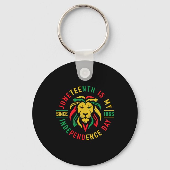 Lion African Retro Juneteenth Is My Independence D Key Ring (Front)