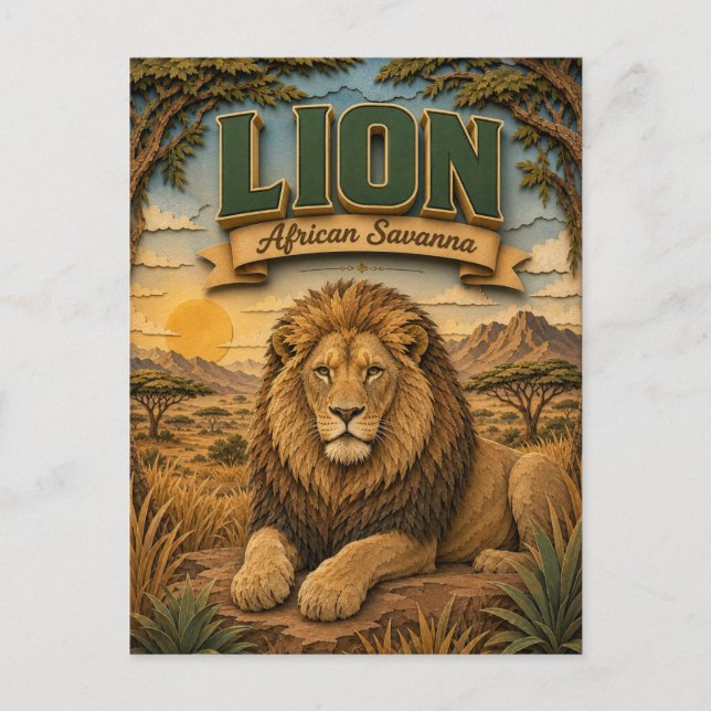 Lion African Savanna POPCUT Postcard (Front)