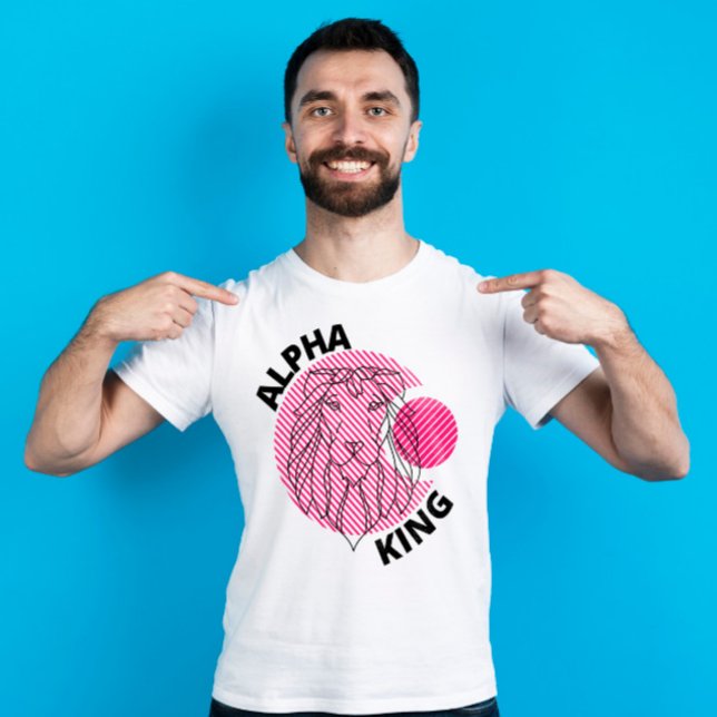 Lion Alpha King | pink stripes T-Shirt (Creator Uploaded)
