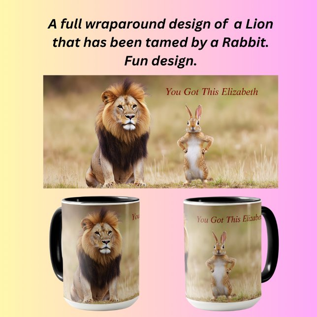 Lion and a rabbit funny design mug (Creator Uploaded)