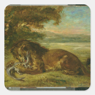 Lion and Alligator, 1863 Square Sticker