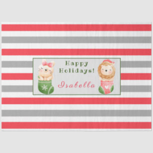 Lion and Cat Customise Text and Name Tissue Paper
