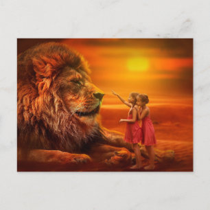 Lion and Children Postcard