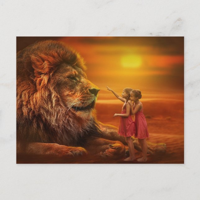 Lion and Children Postcard (Front)