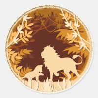 Lion And Cub Silhouette Animal Scene