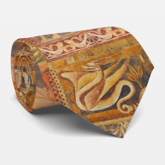 LION AND DRAGON Mediaeval Fresco in Yellow Orange Tie
