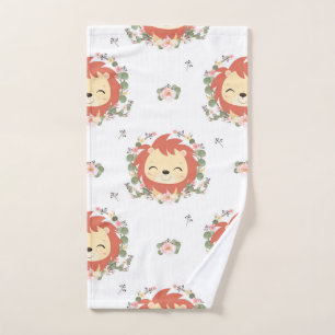 Lion And Flower Tattoo Hand Towel