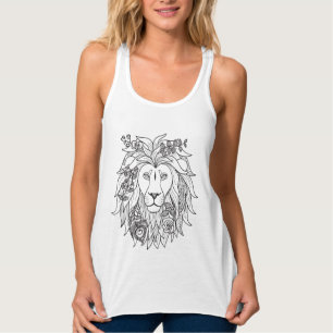 Lion And Flowers Doodle Singlet