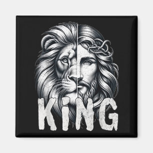 Lion And Jesus King Christian Faith Design Magnet