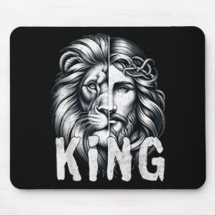 Lion And Jesus King Christian Faith Design  Mouse Pad