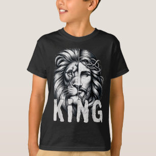 Lion And Jesus King Christian Faith Design T-Shirt