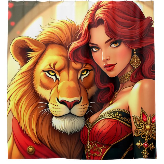 Lion and Lady Art Shower Curtain (Front)