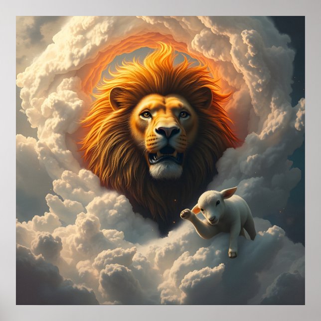 Lion and Lamb Art Poster (Front)