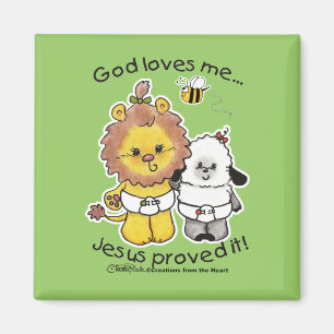 Lion and Lamb Babies Magnet