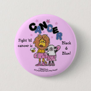 Lion and Lamb Boxers-Make Cancer Black and Blue 6 Cm Round Badge