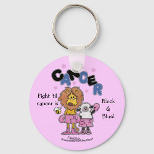 Lion and Lamb Boxers-Make Cancer Black and Blue Key Ring