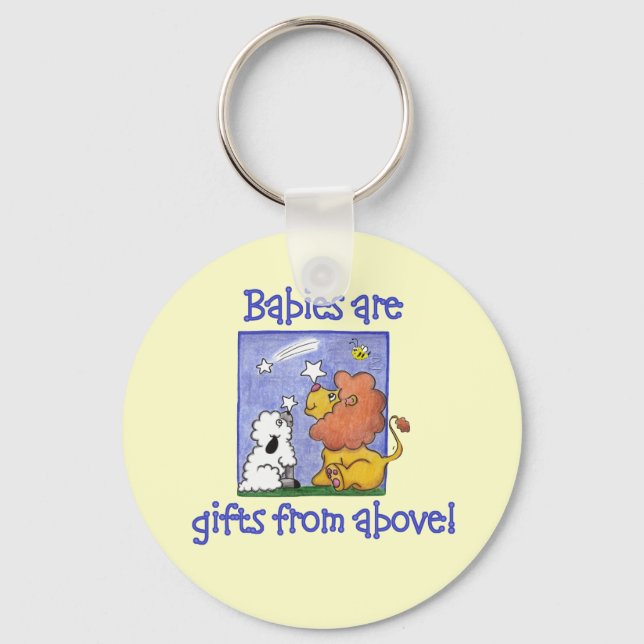 Lion and Lamb catch falling stars Key Ring (Front)