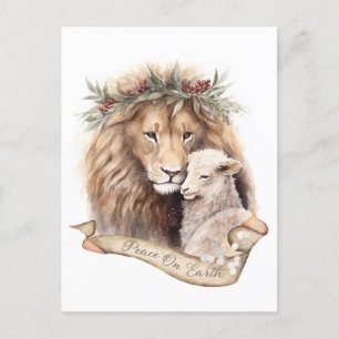 Lion And Lamb Christmas Card