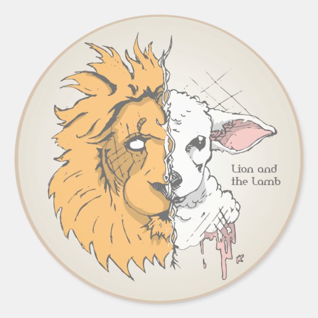 Lion and Lamb Classic Round Sticker (Front)