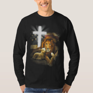 Lion And Lamb Cross Jesus Christ T-Shirt