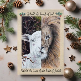 Lion and Lamb greeting card with family photo