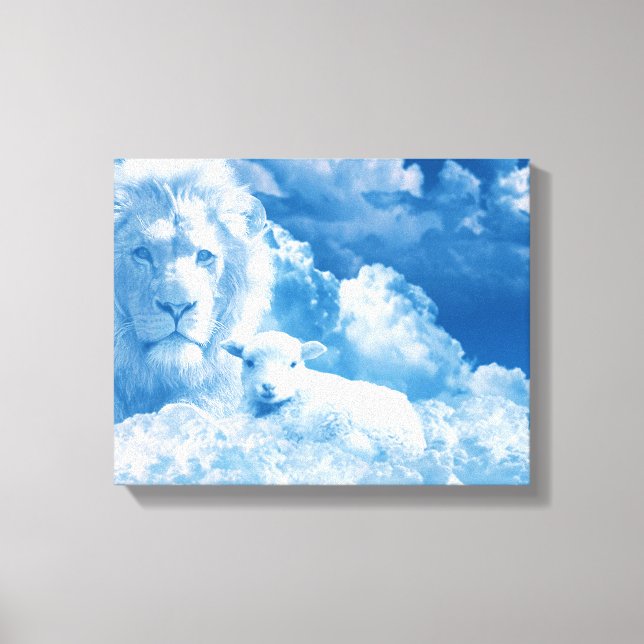 Lion and Lamb in the Clouds Canvas Print (Front)