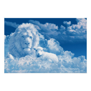 Lion and Lamb in the Clouds Poster