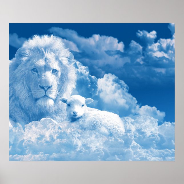 Lion and Lamb in the Clouds Poster (Front)