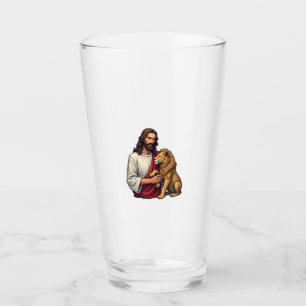 Lion And Lamb Jesus Engraved Faith Shirt 2 Glass
