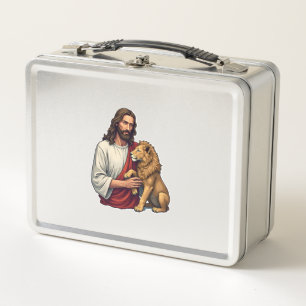 Lion And Lamb Jesus Engraved Faith Shirt 2 Metal Lunch Box