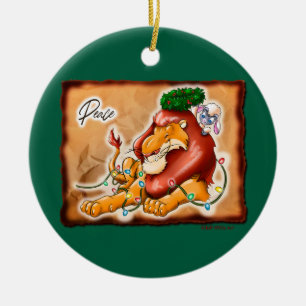 LION AND LAMB PEACE by Jeff Willis Art Ceramic Tree Decoration