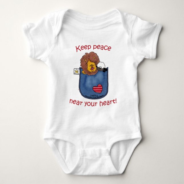 Lion and Lamb pocket pals Baby Bodysuit (Front)
