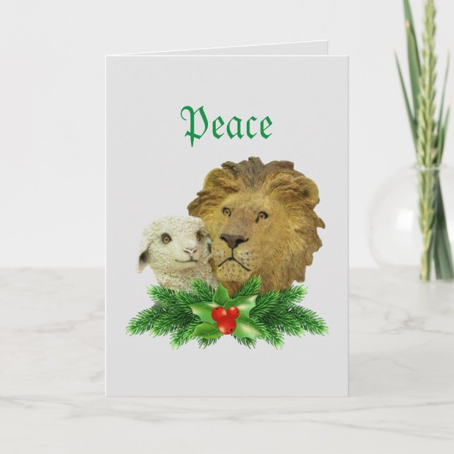 Lion and Lamb Religious Christmas Holiday Card (Front)