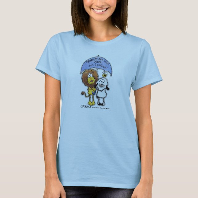 Lion and Lamb Under Umbrella T-Shirt (Front)