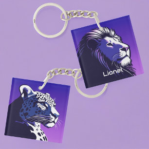 Lion and Leopard of the 80's Key Ring