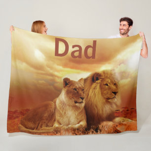 Lion and Lioness Custom Fleece Blanket, Large