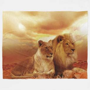 Lion and Lioness Custom Fleece Blanket, Large Blanket