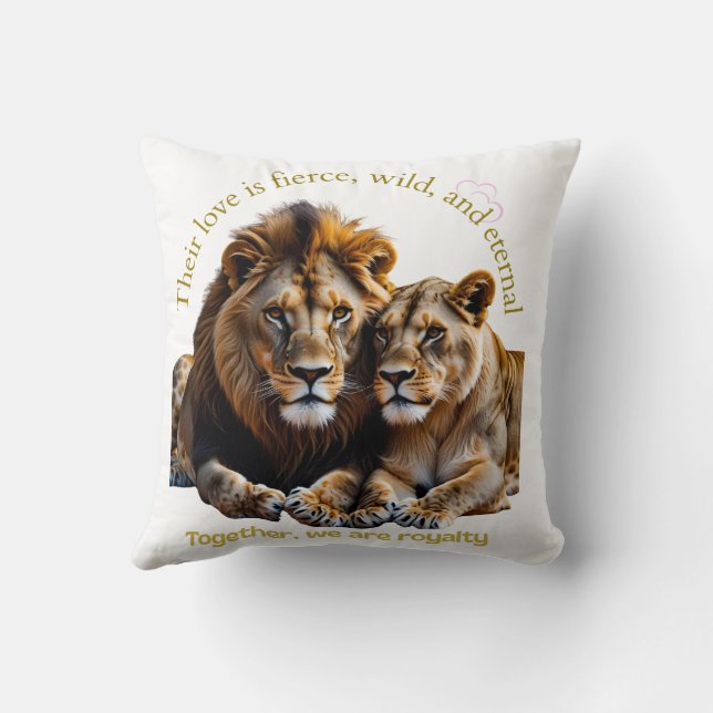 Lion and Lioness Love – Wild Heart Decorative Pill Cushion (Back)
