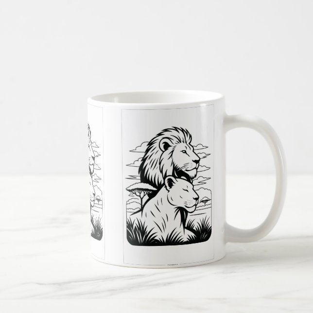 Lion and Lioness Mug – Protective Lion Coffee Cup (Right)