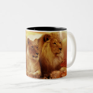 Lion and Lioness Two-Tone Coffee Mug