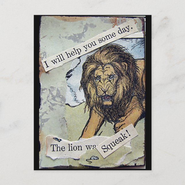 Lion and Mouse Collage Postcard (Front)